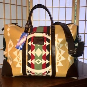 Lrg PENDLETON Wool Duffle Bag w/ Leather Trim NWT!